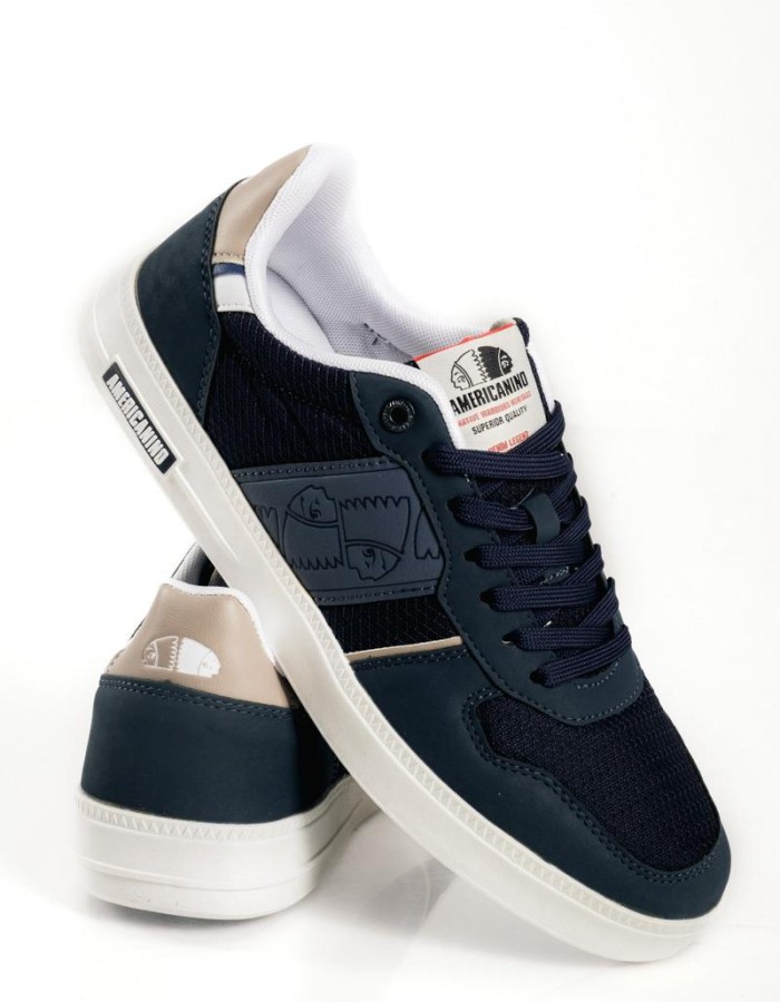 Americanino μπλε ανδρικά sneakers με συνδυασμό υλικών