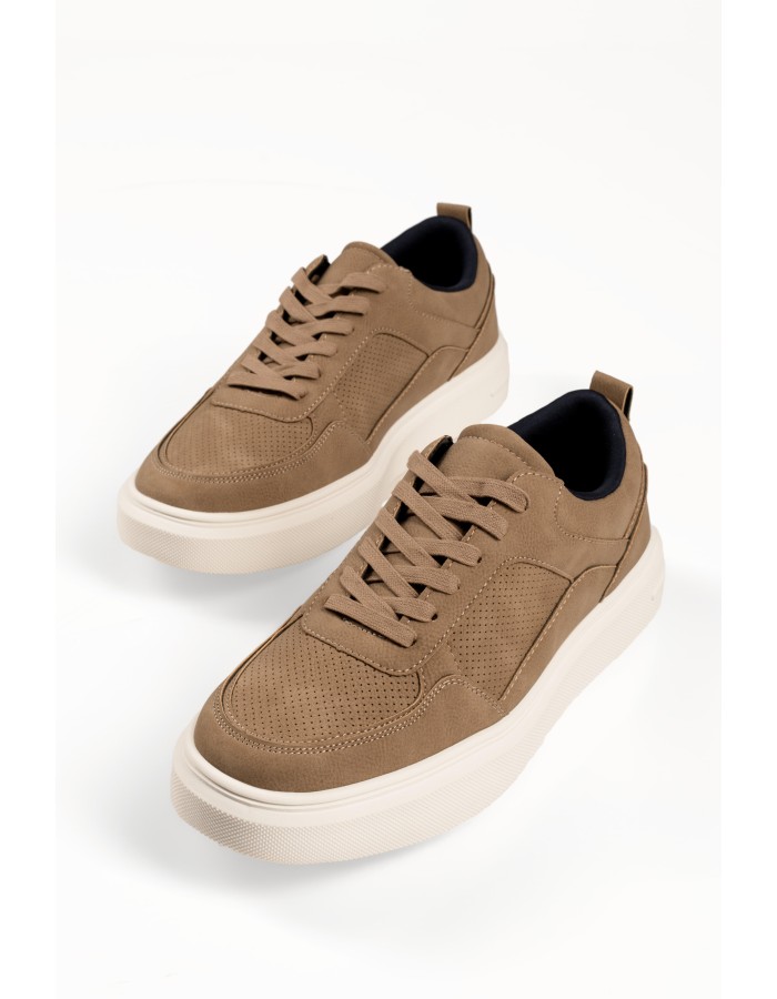 B-Soft μπεζ ανδρικά sneakers με λευκή σόλα