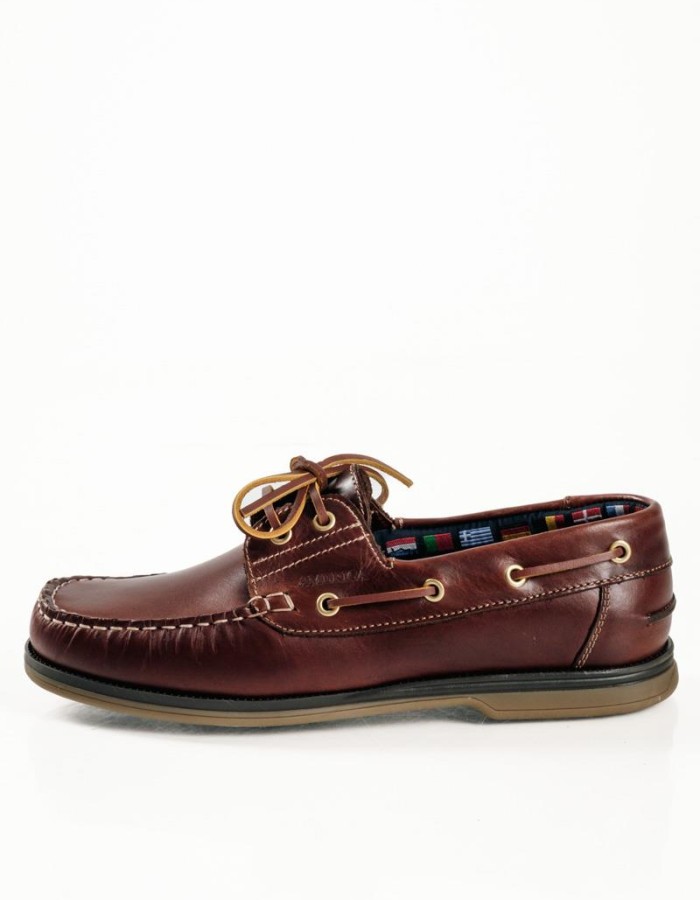 America ανδρικά δετά δερμάτινα loafers σε καφέ χρώμα