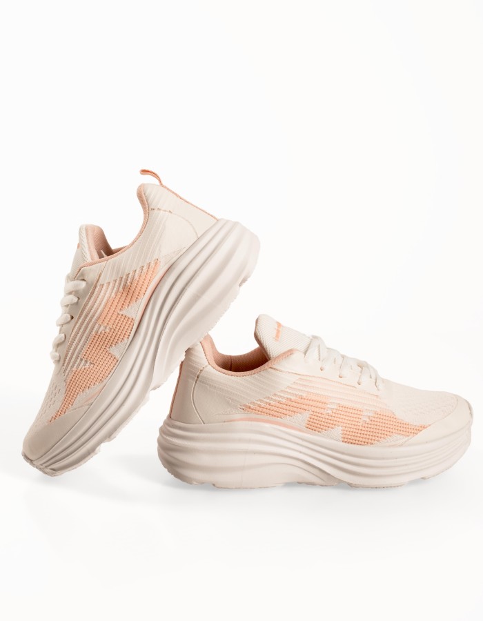 Γυναικεία running αθλητικά σε άσπρο χρώμα με baby pink λεπτομέρειες