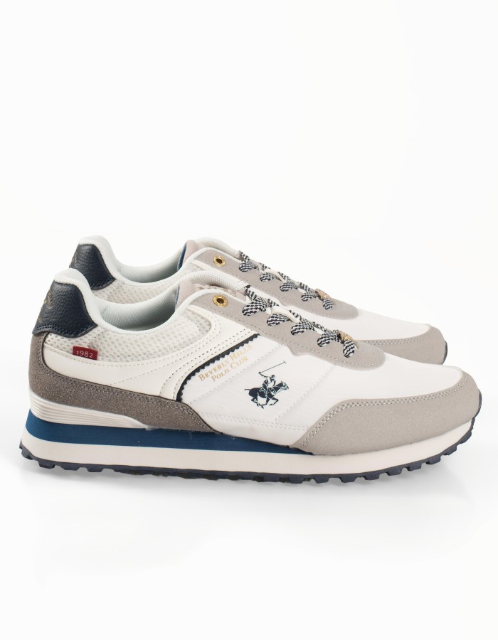 Beverly Hills Polo Club ανδρικά δίσολα sneakers με συνδυασμό υλικών σε γκρι χρώμα