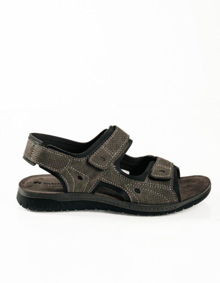 Ιnblu ανδρικά ανατομικά πέδιλα με velcro σε γκρι χρώμα