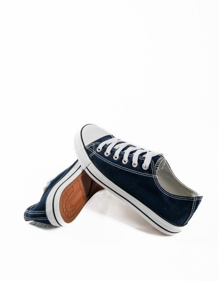 Ανδρικά μπλε πάνινα sneakers με κορδόνια