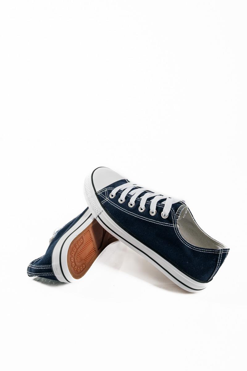 Ανδρικά μπλε πάνινα sneakers με κορδόνια