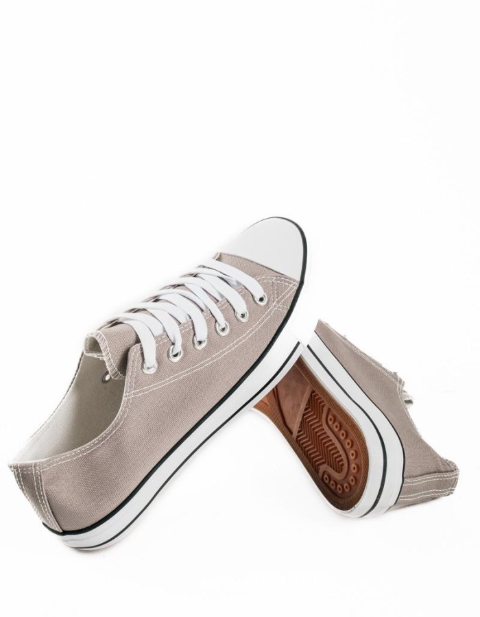 Γκρί ανδρικά πάνινα sneakers με κορδόνια