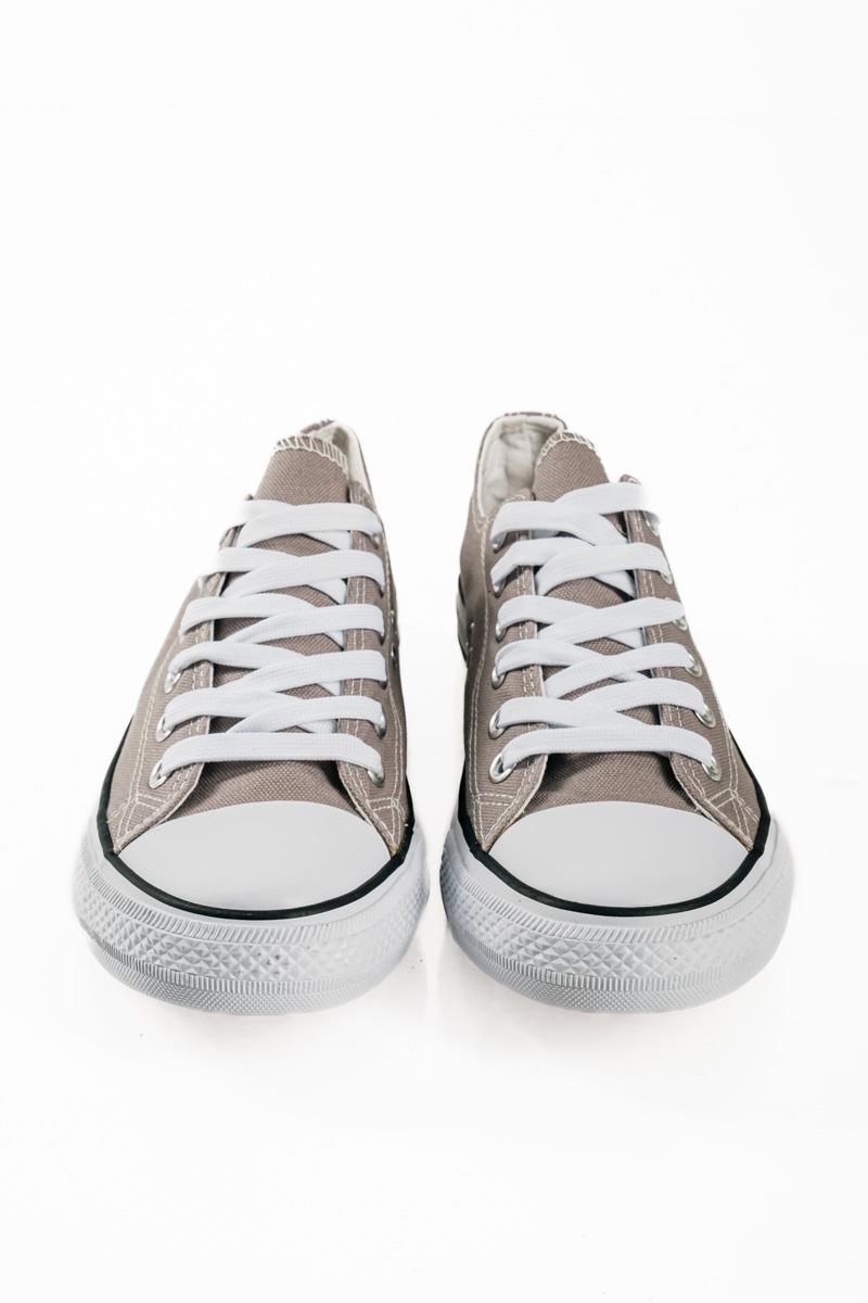 Γκρί ανδρικά πάνινα sneakers με κορδόνια