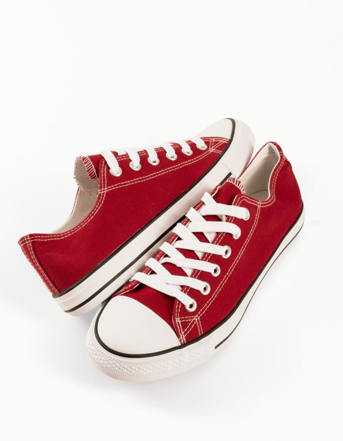 Ανδρικά πάνινα sneakers με κορδόνια σε μπορντώ χρώμα