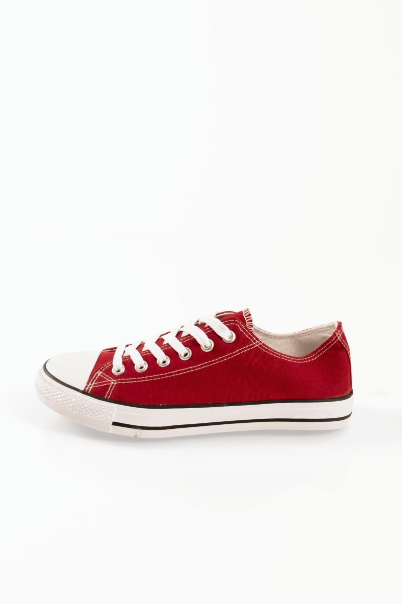 Ανδρικά πάνινα sneakers με κορδόνια σε μπορντώ χρώμα