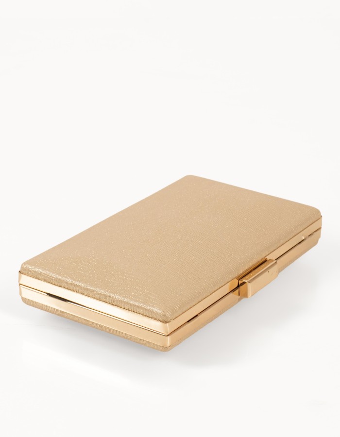 Βραδινό τσαντάκι clutch σε μεταλλική χρυσή απόχρωση