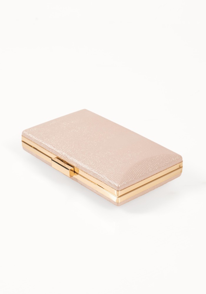 Βραδινό τσαντάκι clutch σε μεταλλική baby pink απόχρωση