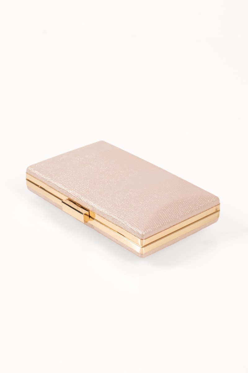 Βραδινό τσαντάκι clutch σε μεταλλική baby pink απόχρωση