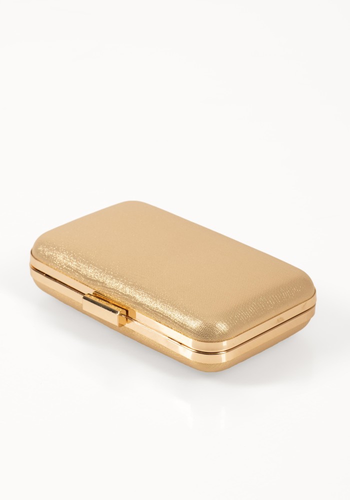 Βραδινό τσαντάκι clutch με χρυσό glitter και αλυσίδα
