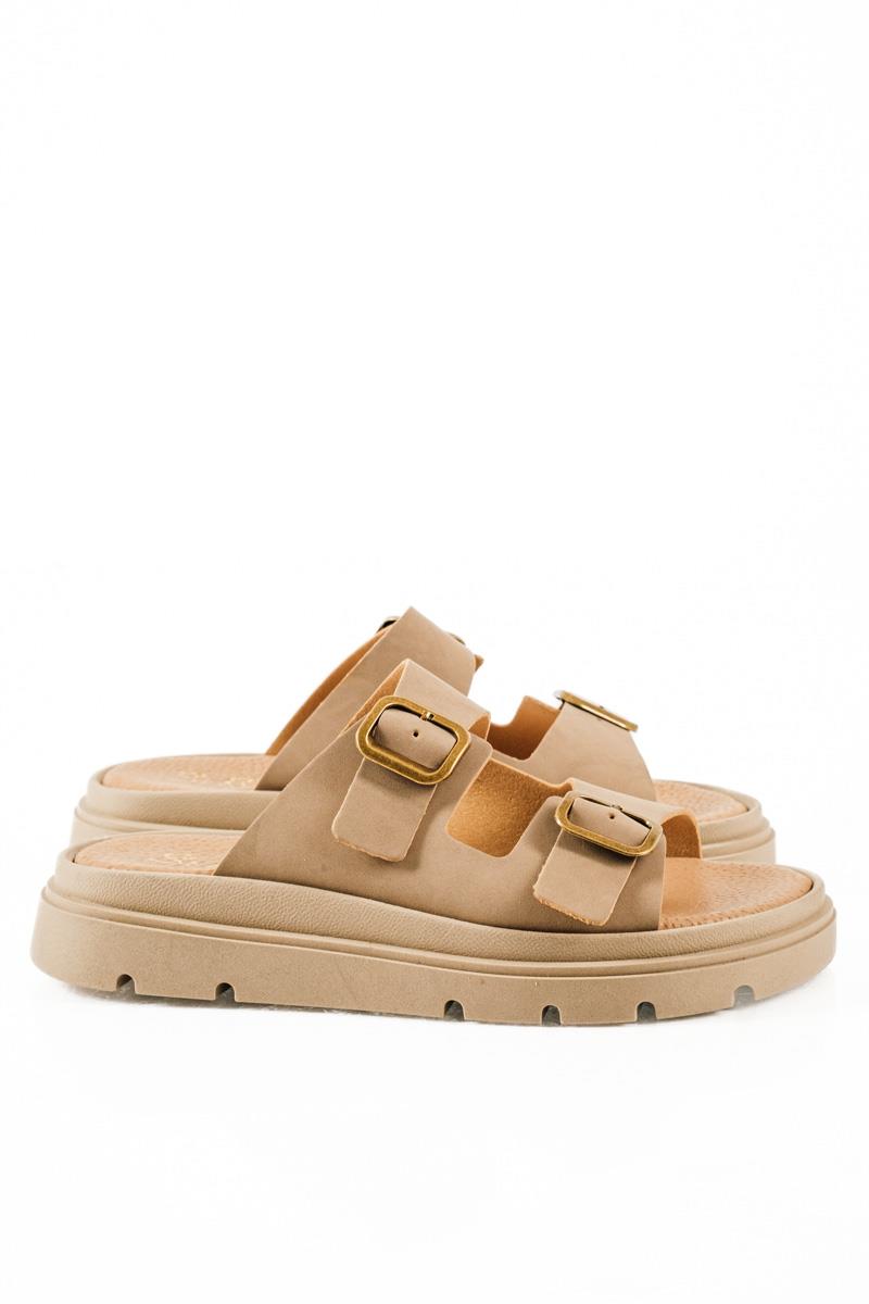 Si Bolleti γυναικεία flatforms δυο φάσες και δερμάτινο πάτο σε πούρο χρώμα