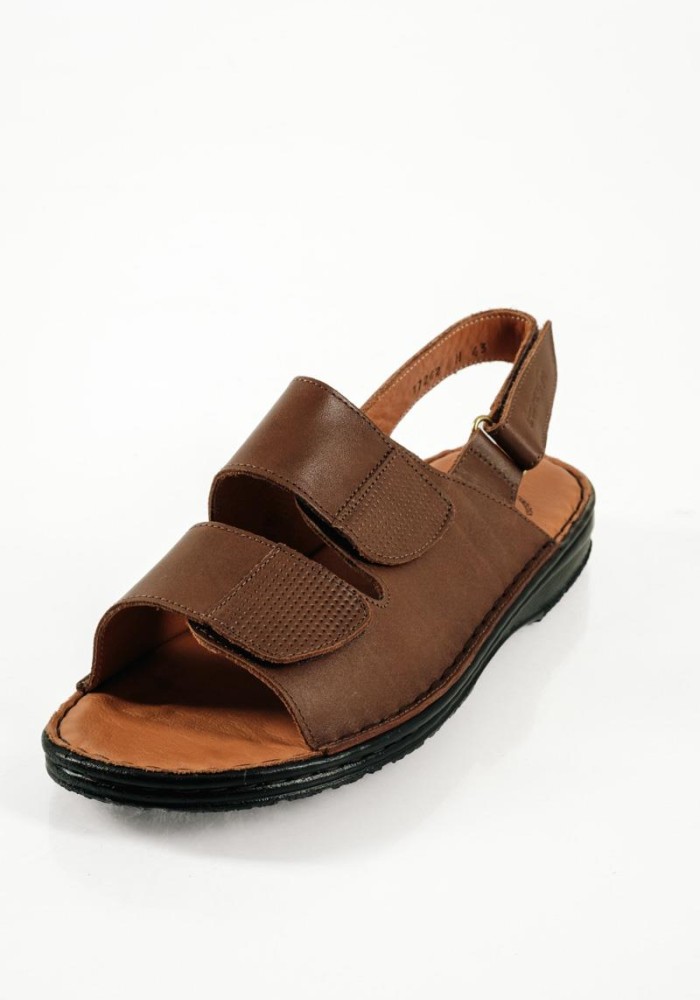 Boxer ταμπά δερμάτινα ανδρικά σανδάλια με διπλό velcro και περιμετρικό κλείσιμο