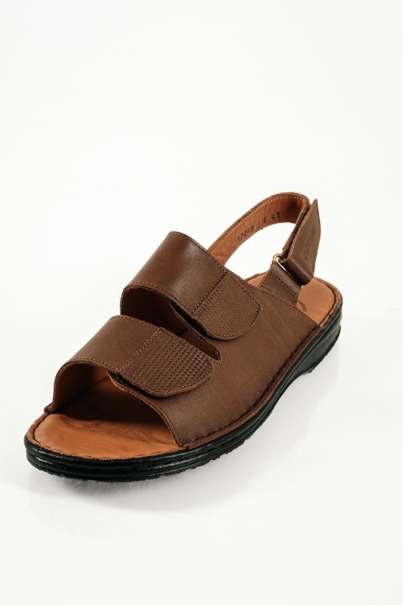 Boxer ταμπά δερμάτινα ανδρικά σανδάλια με διπλό velcro και περιμετρικό κλείσιμο