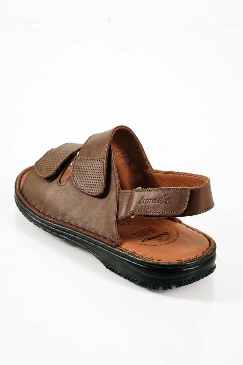 Boxer ταμπά δερμάτινα ανδρικά σανδάλια με διπλό velcro και περιμετρικό κλείσιμο