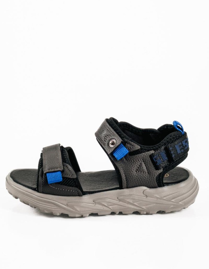 Παιδικά sporty sandals με velcro και υπερυψωμένη σόλα σε γκρι απόχωση