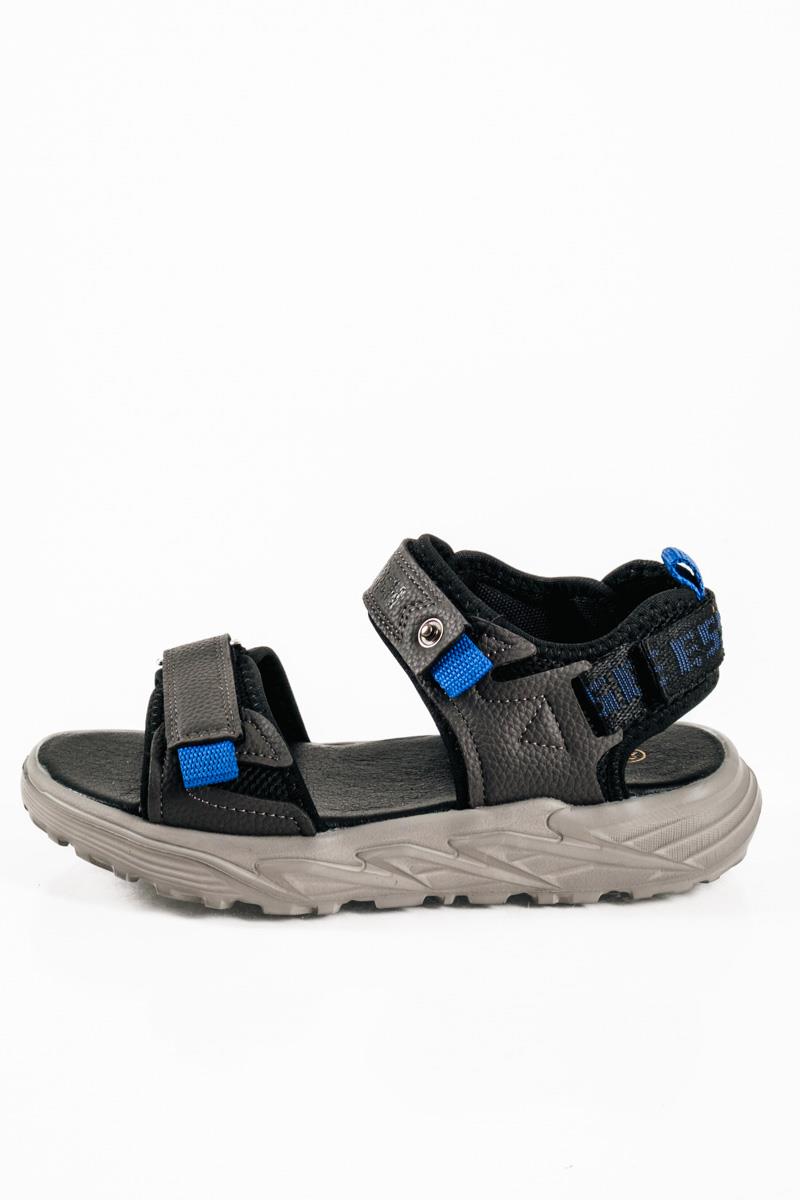 Παιδικά sporty sandals με velcro και υπερυψωμένη σόλα σε γκρι απόχωση