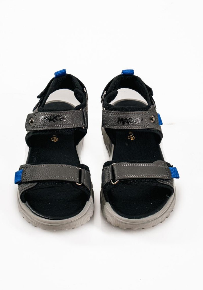 Παιδικά sporty sandals με velcro και υπερυψωμένη σόλα σε γκρι απόχωση