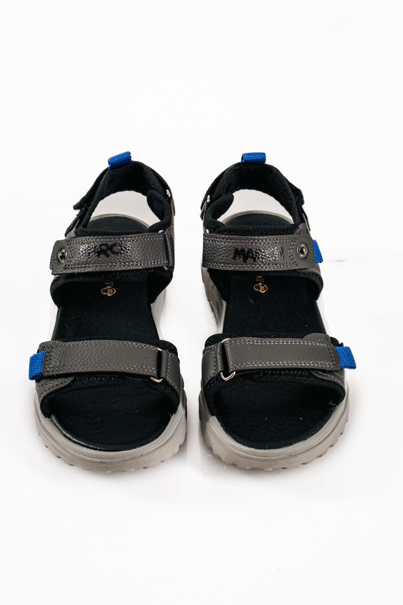 Παιδικά sporty sandals με velcro και υπερυψωμένη σόλα σε γκρι απόχωση