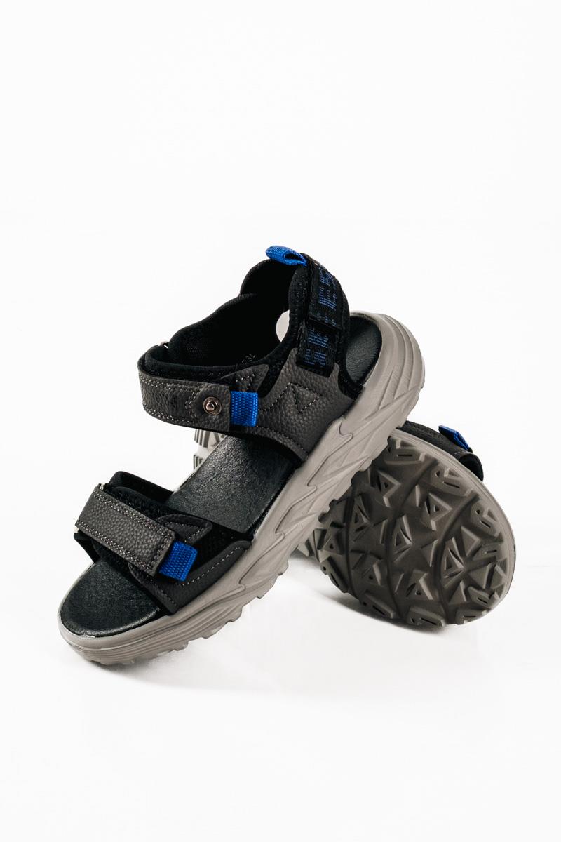 Παιδικά sporty sandals με velcro και υπερυψωμένη σόλα σε γκρι απόχωση