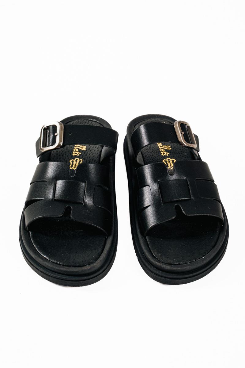 Si Bolleti μαύρα flatforms με φαρδιά φάσα και ρυθμιζόμενο λουράκι