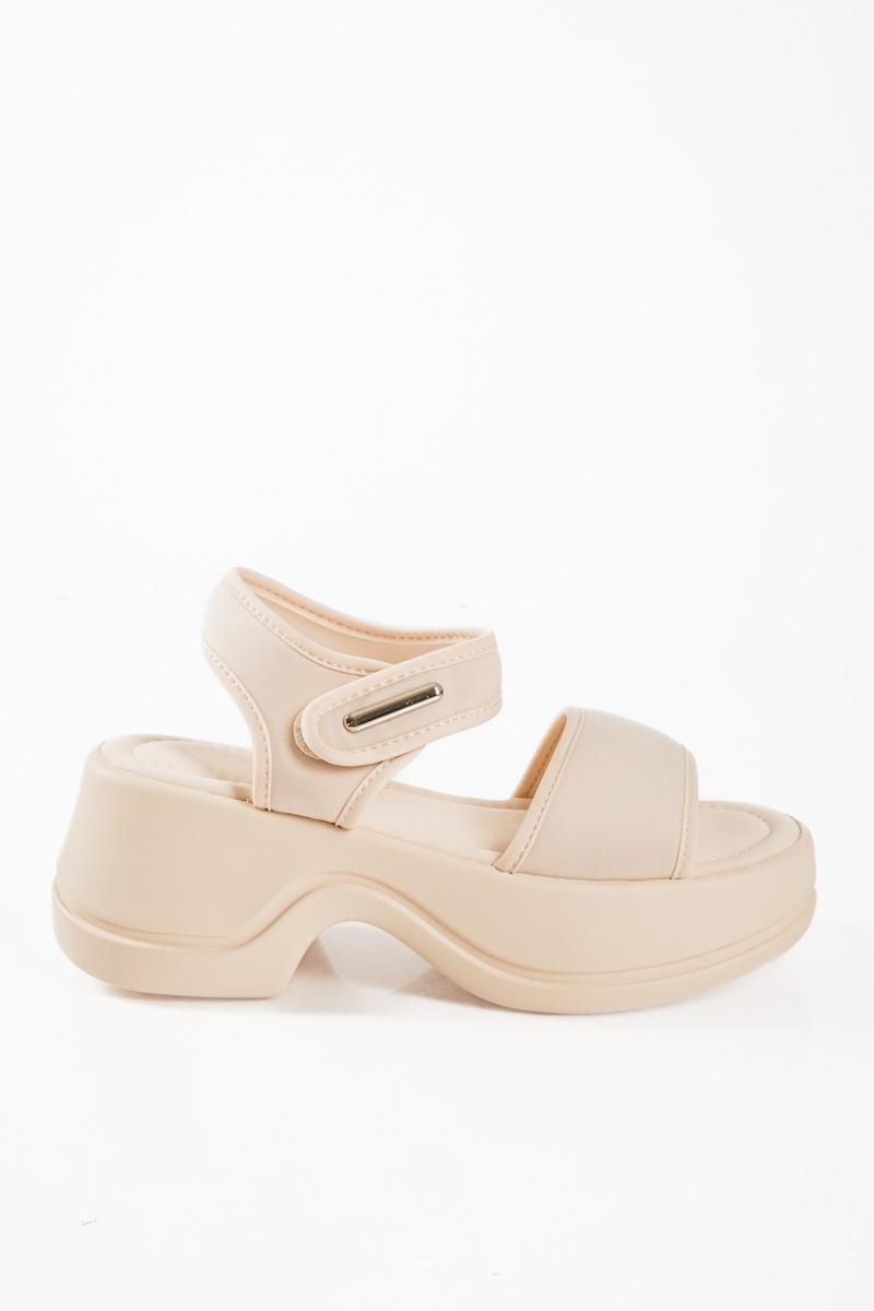 Sporty tracksole sandals με lycra φάσες σε μπεζ χρώμα