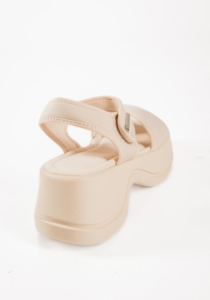 Sporty tracksole sandals με lycra φάσες σε μπεζ χρώμα