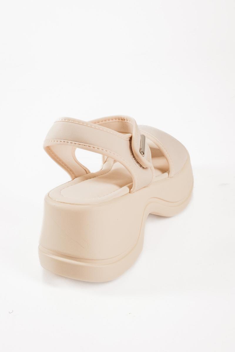 Sporty tracksole sandals με lycra φάσες σε μπεζ χρώμα