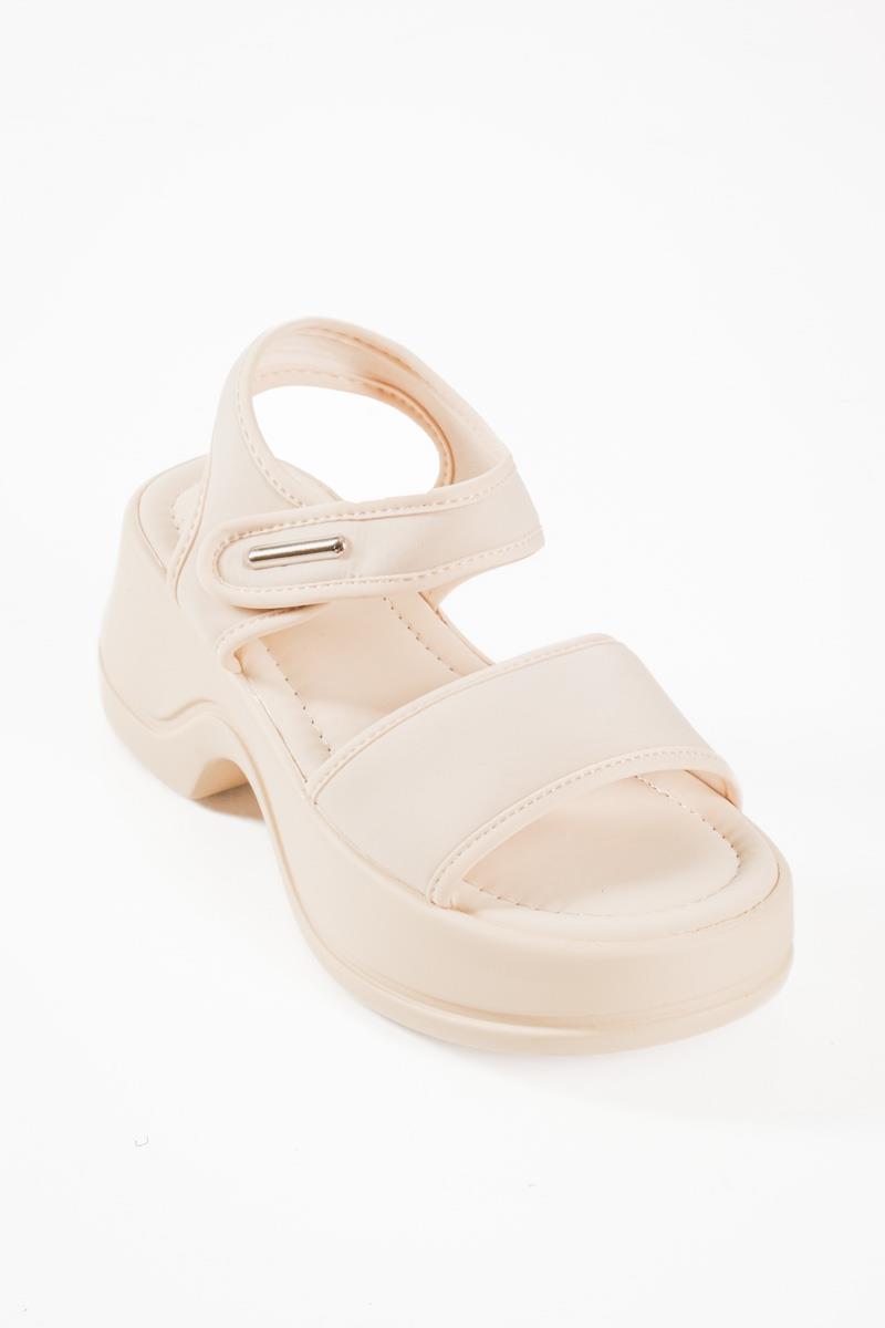 Sporty tracksole sandals με lycra φάσες σε μπεζ χρώμα