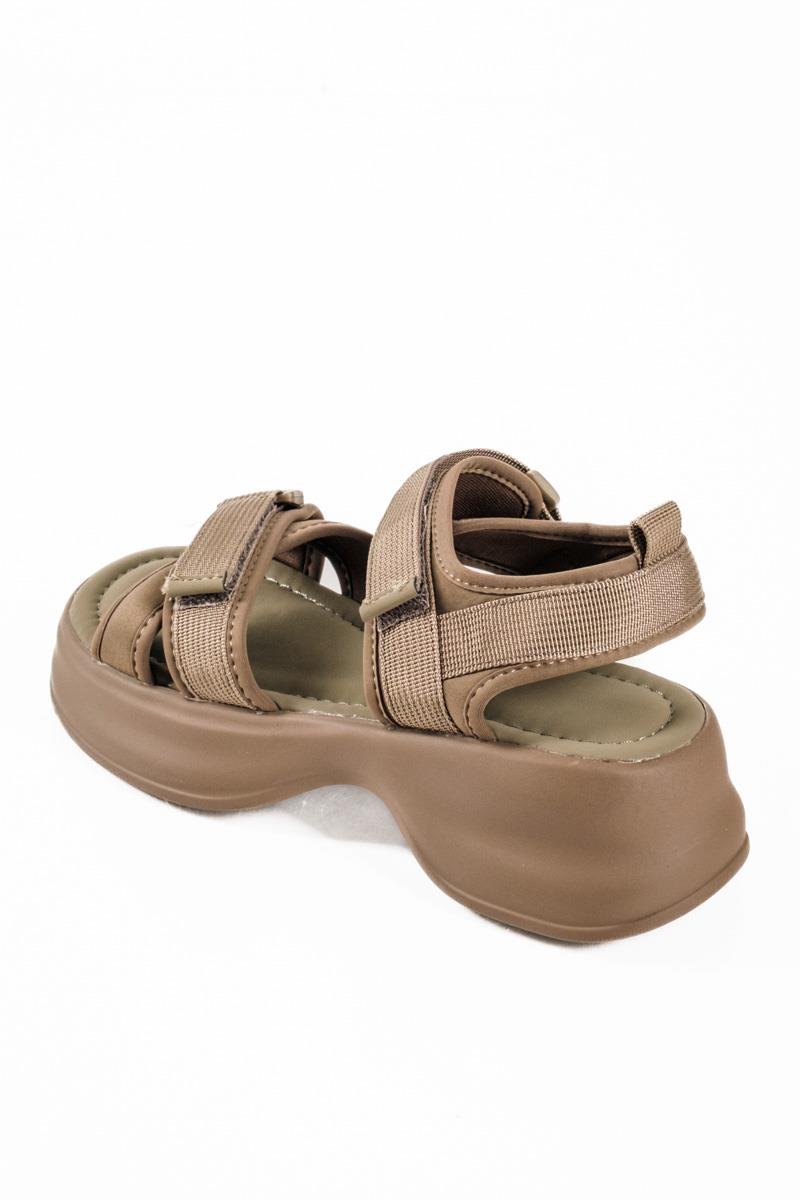 Sporty tracksole sandals με velcro σε λαδί απόχρωση