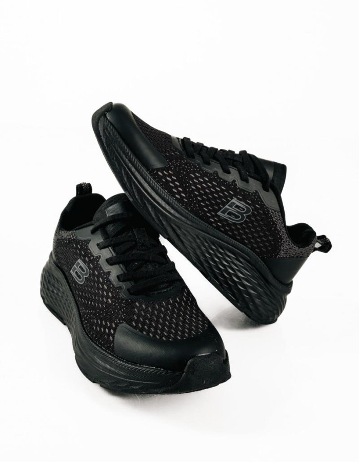 Γυναικεία running αθλητικά με μαλακό πέλμα σε μαύρο χρώμα