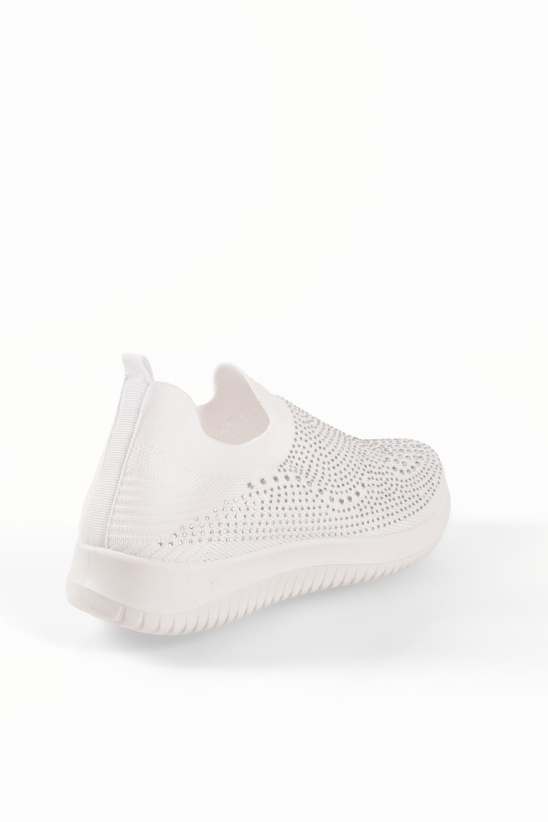 Zak άσπρα γυναικεία slip on sneakers με στρασάκια