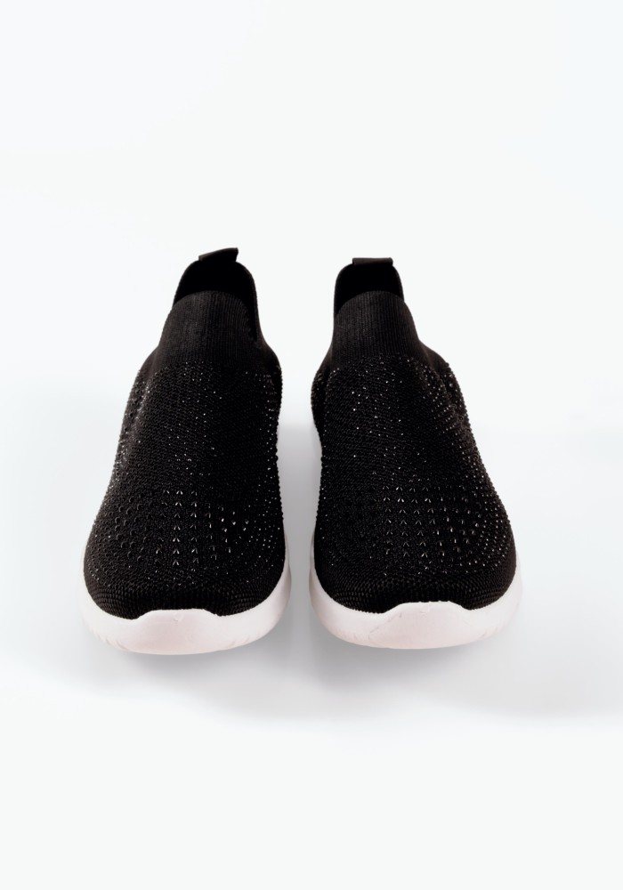 Zak μαύρα γυναικεία slip on sneakers με στρασάκια