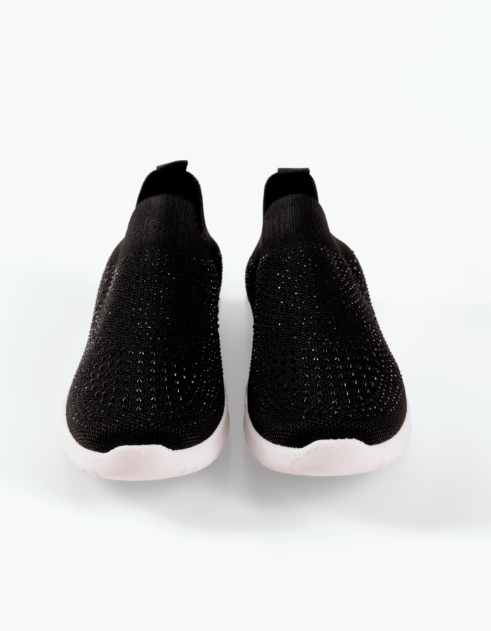 Zak μαύρα γυναικεία slip on sneakers με στρασάκια