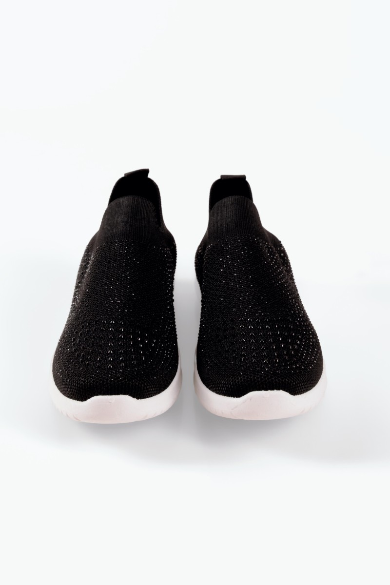 Zak μαύρα γυναικεία slip on sneakers με στρασάκια