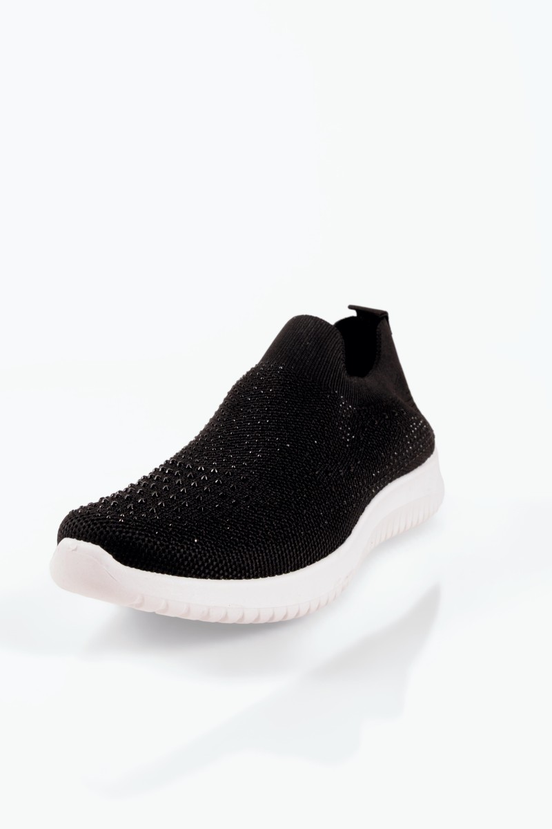 Zak μαύρα γυναικεία slip on sneakers με στρασάκια