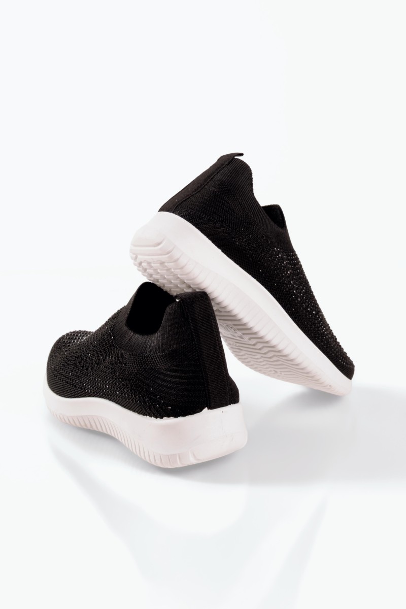 Zak μαύρα γυναικεία slip on sneakers με στρασάκια