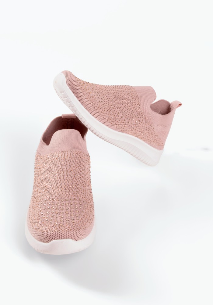 Zak ροζ γυναικεία slip on sneakers με στρασάκια