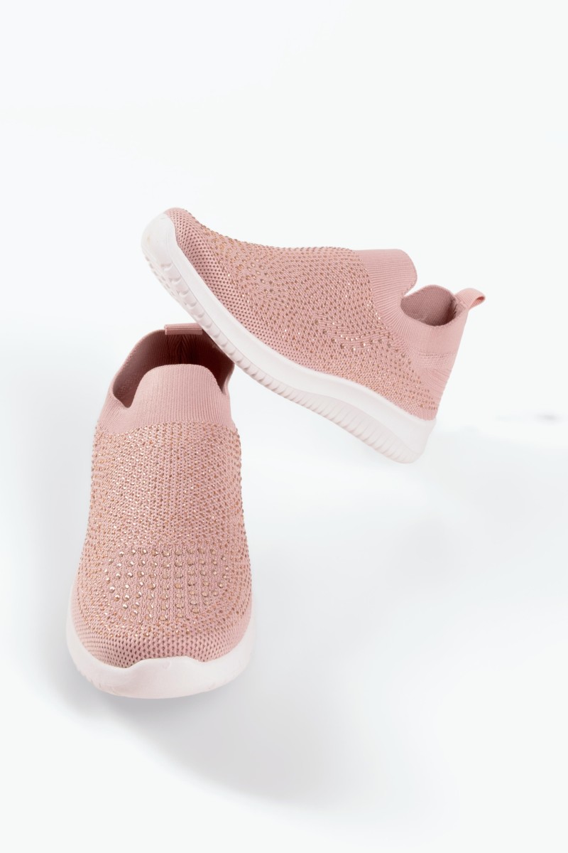 Zak ροζ γυναικεία slip on sneakers με στρασάκια