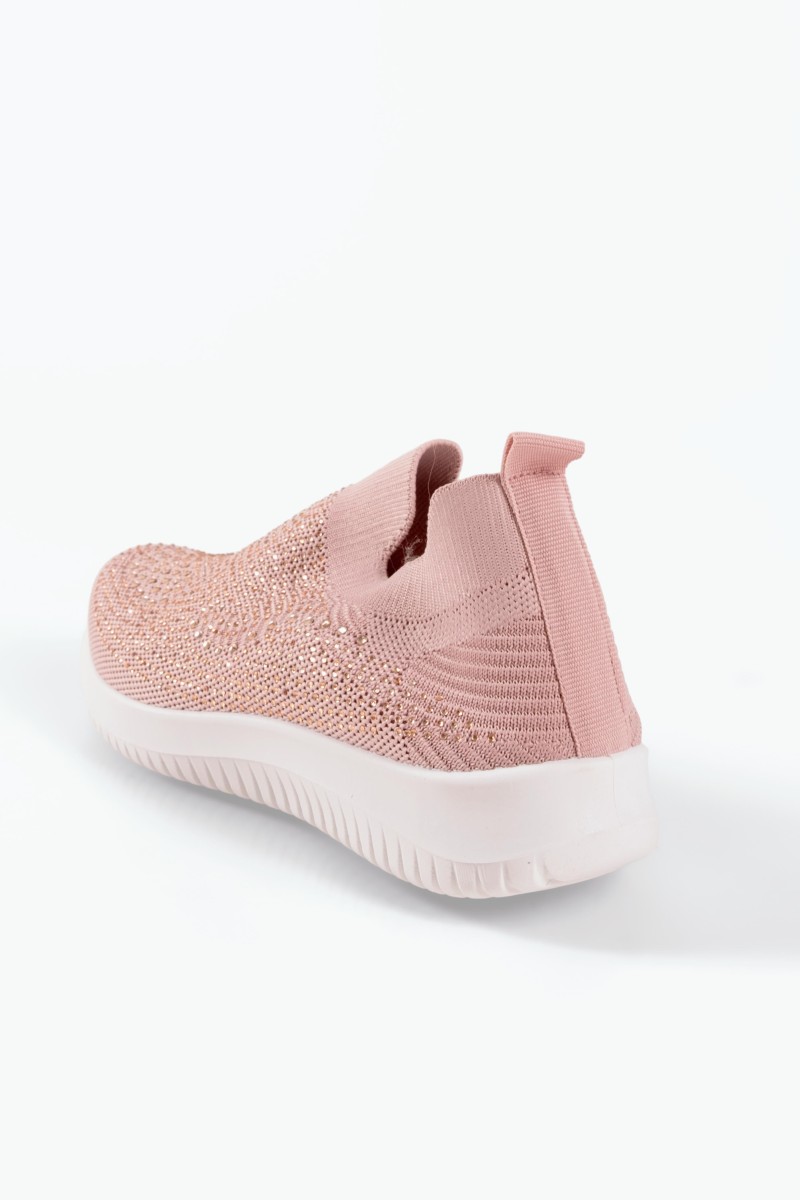 Zak ροζ γυναικεία slip on sneakers με στρασάκια