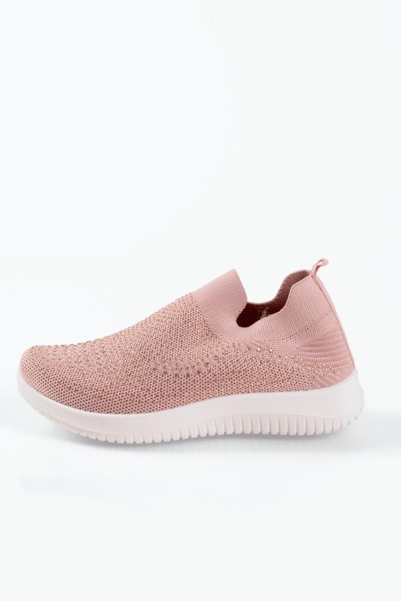 Zak ροζ γυναικεία slip on sneakers με στρασάκια