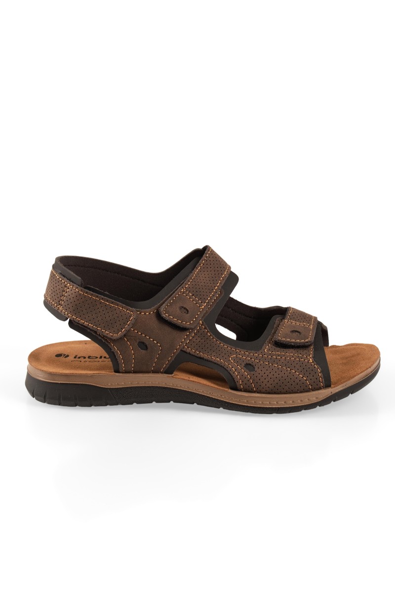 Ιnblu καφέ ανδρικά ανατομικά πέδιλα με velcro