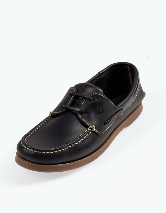 Δερμάτινα ανδρικά Boat loafers σε μπλε χρώμα