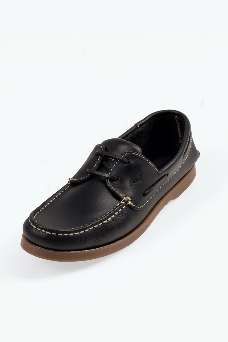 Δερμάτινα ανδρικά Boat loafers σε μπλε χρώμα
