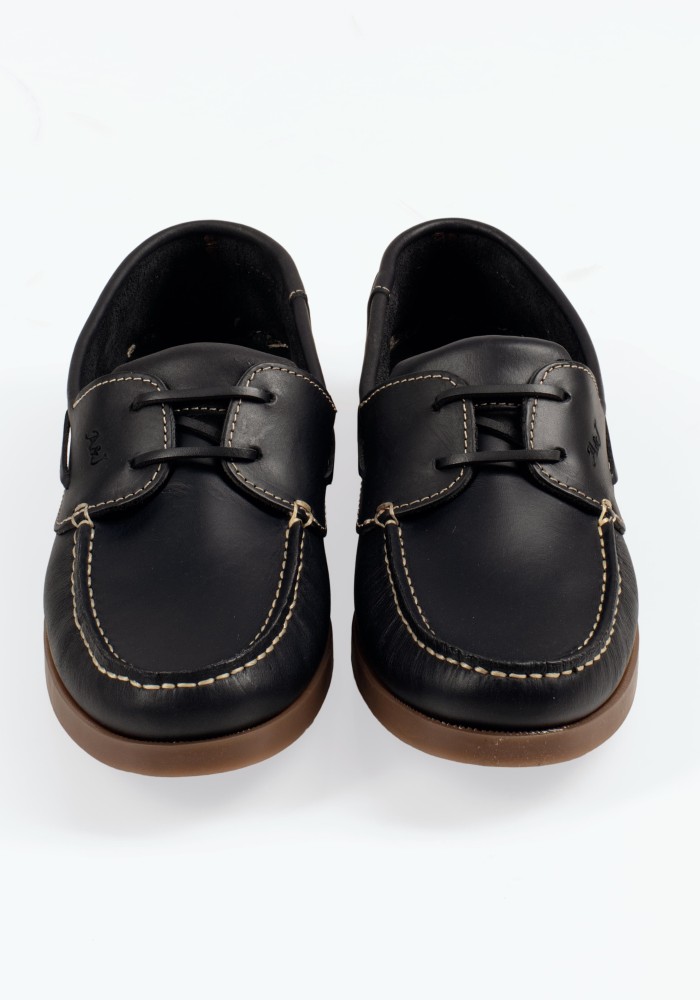 Δερμάτινα ανδρικά Boat loafers σε μπλε χρώμα