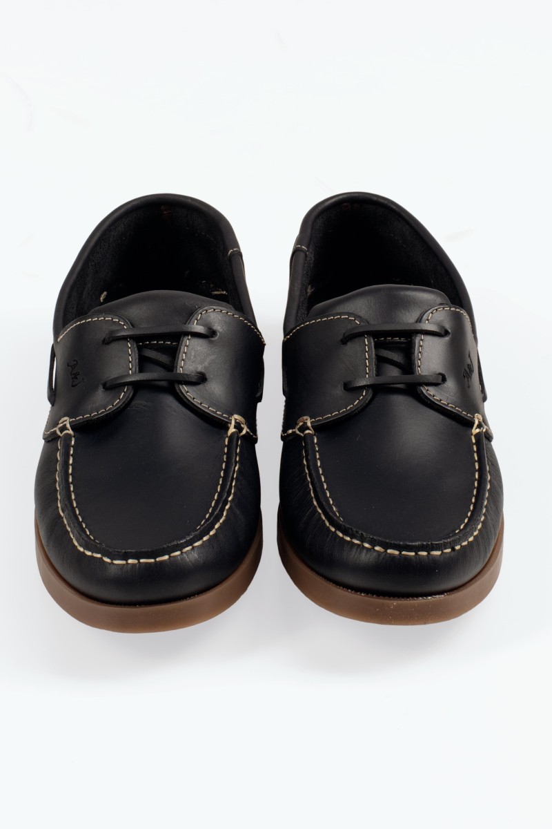 Δερμάτινα ανδρικά Boat loafers σε μπλε χρώμα