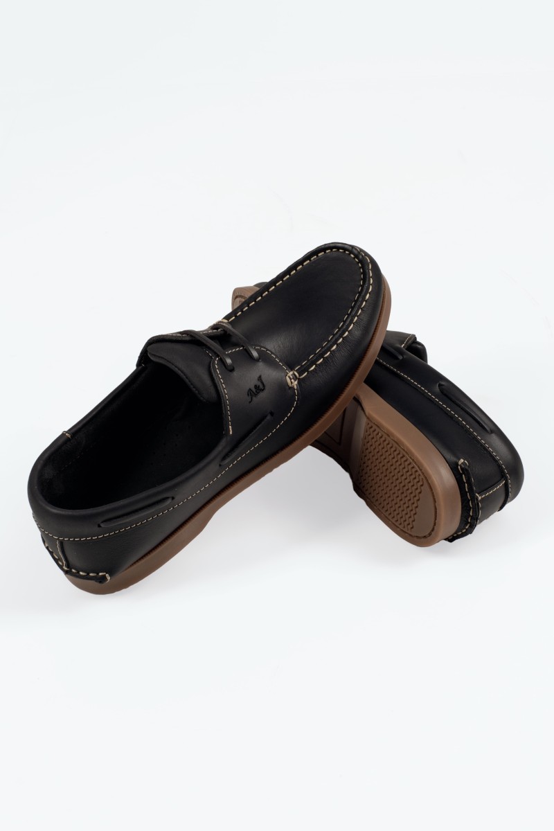 Δερμάτινα ανδρικά Boat loafers σε μπλε χρώμα