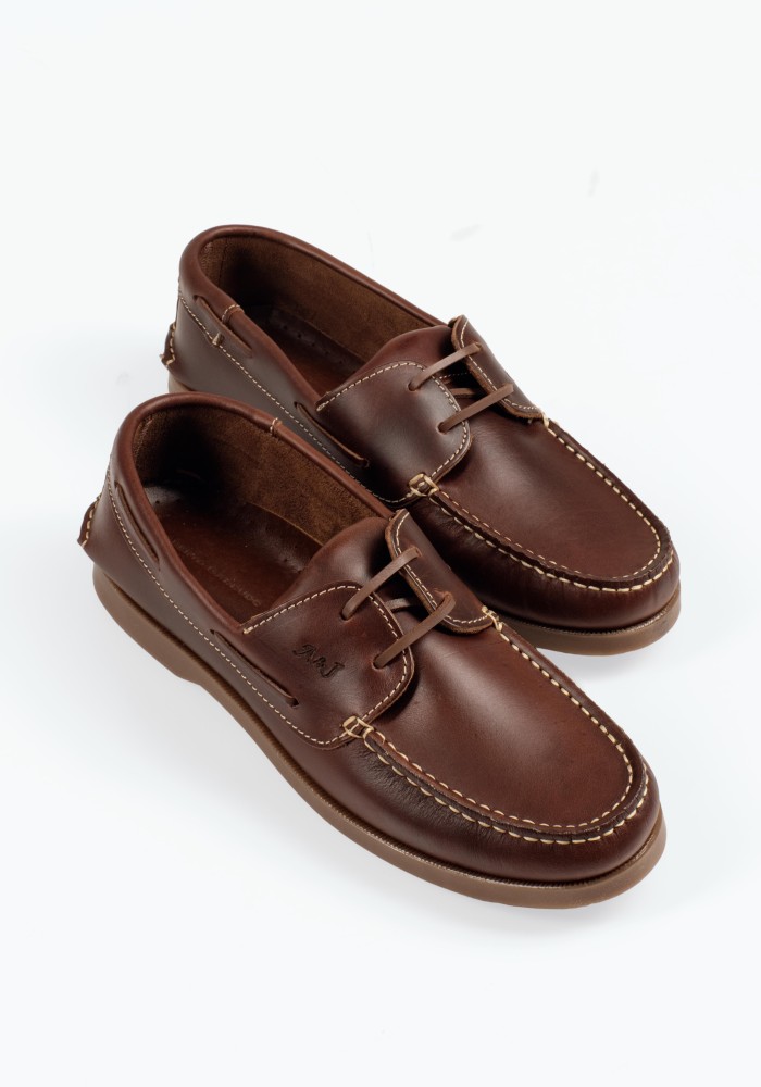 Δερμάτινα ανδρικά Boat loafers σε καφέ χρώμα