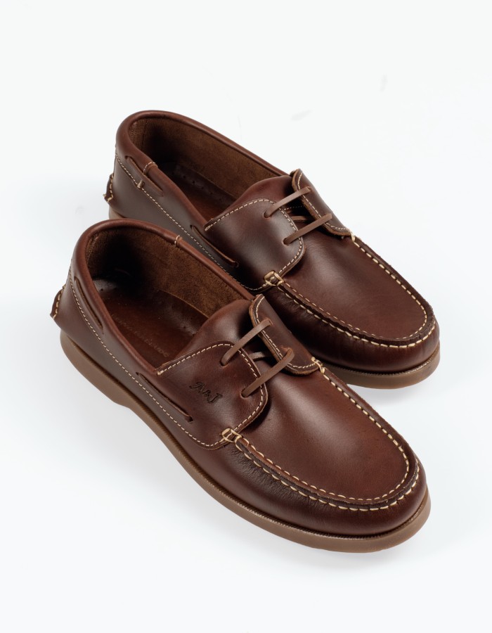 Δερμάτινα ανδρικά Boat loafers σε καφέ χρώμα